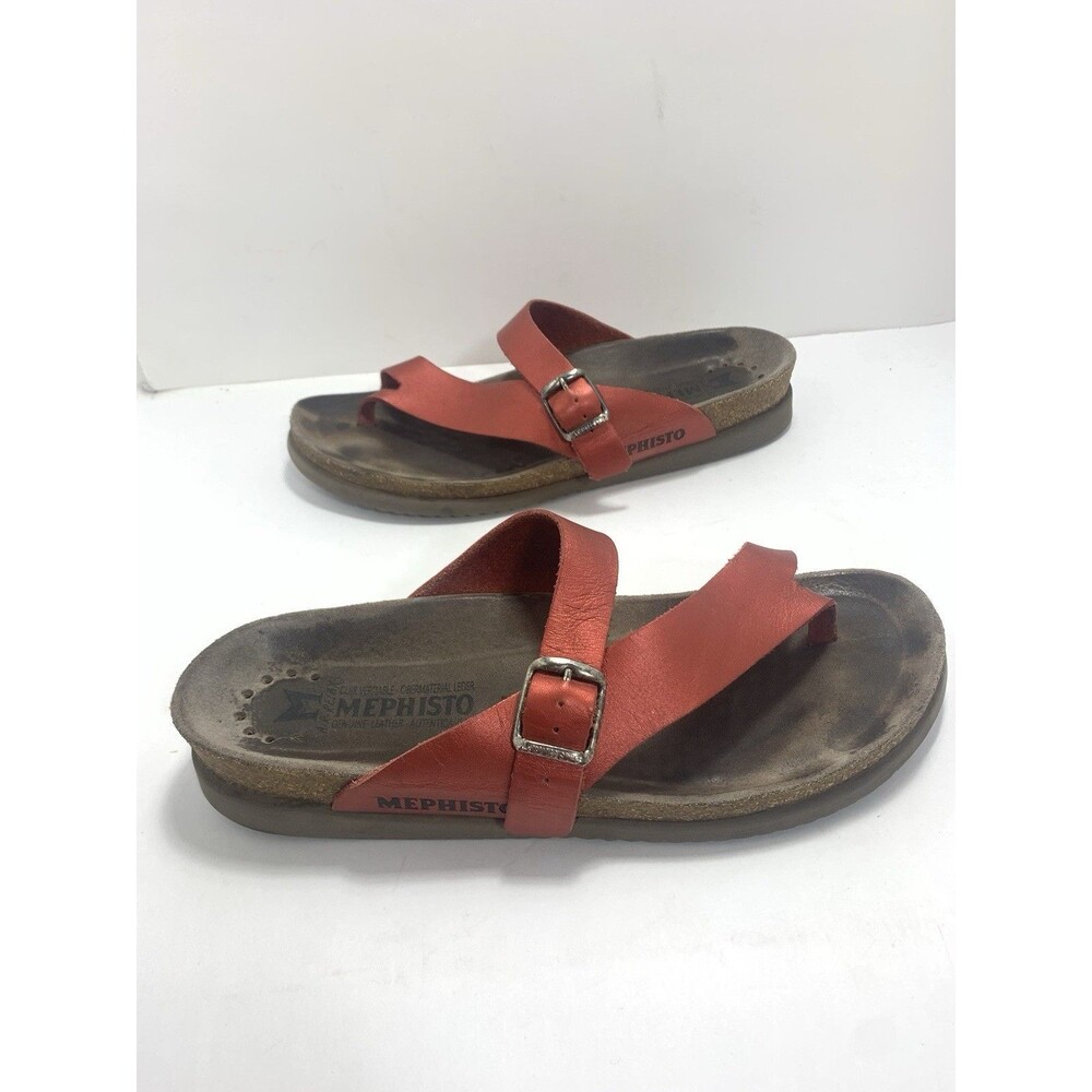 Mephisto Leather Red Thonged Helen Sandals Size 41 EU Women’s